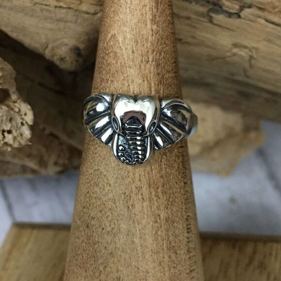 Sterling Silver Elephant Head Toe Ring Midi Ring Pinky Ring Boho Ring - Picture 2 of 5